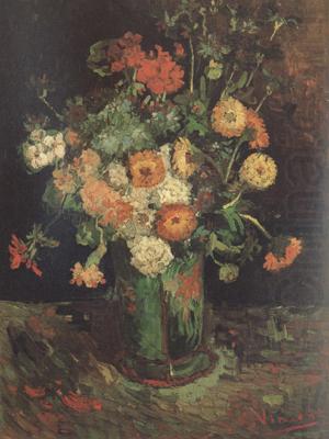 Vase with Zinnias and Geraniums (nn04), Vincent Van Gogh